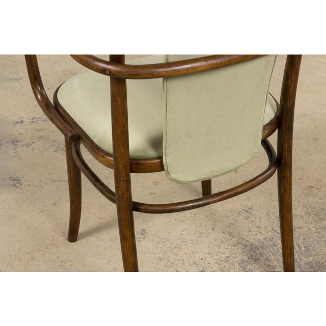1950s Thonet Bentwood Armchairs in Willow Green Velvet - Set of 6 For Sale - Image 14 of 18