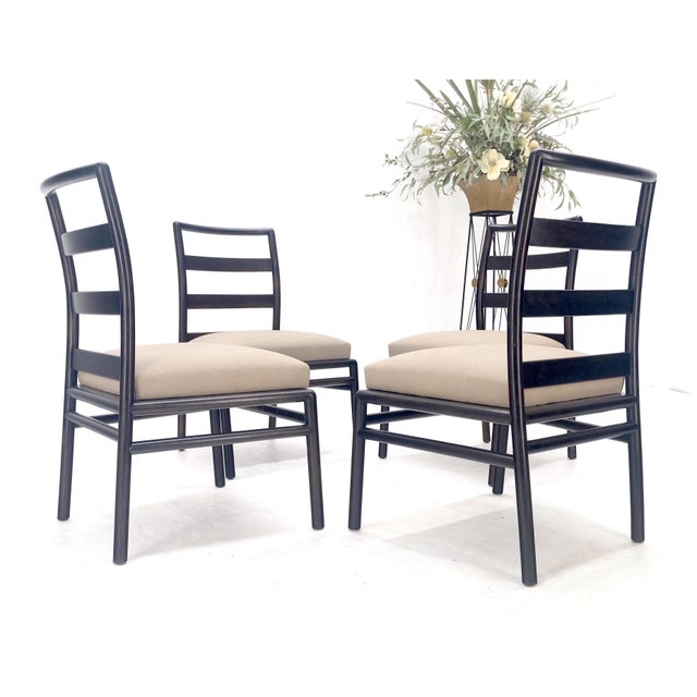 John Widdicomb Set 4 Gibbings Widdicomb Dining Chairs New Alcantera Faux Suede Upholstery MINT! For Sale - Image 4 of 13