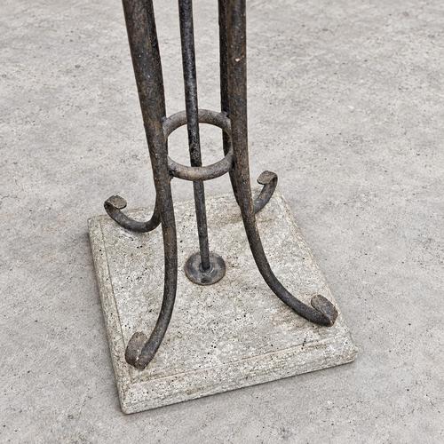 2000 - 2009 Neo Classic Forged Floor Lamp with Metal Shade and Stone Base, 1970s For Sale - Image 5 of 8