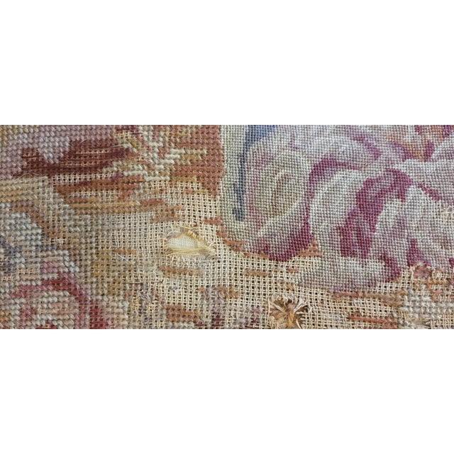 Wood Fine Antique Ca1900 French Small Stool Tapestry Covering For Sale - Image 7 of 11