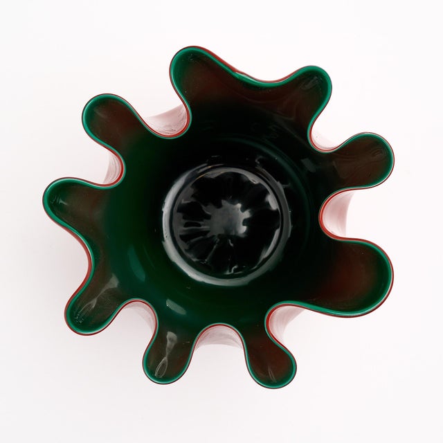 Mid-Century Modern Murano Glass Vintage “Fazzoletto” Vase by Venini For Sale - Image 3 of 9