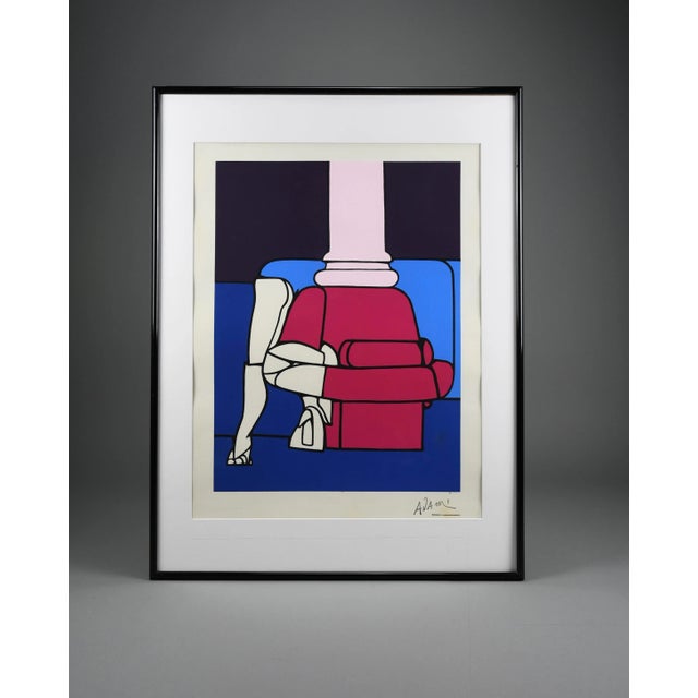 Valerio Adami signed Lithograph with Euro Art embossing, c.1970s left bottom corner Dimensions: 50 × 65 cm (19.7 × 25.6...