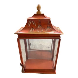 Chinoiserie /Italian Tole Pagoda Style Vitrine, Wall or Tabletop Display Cabinet For Sale