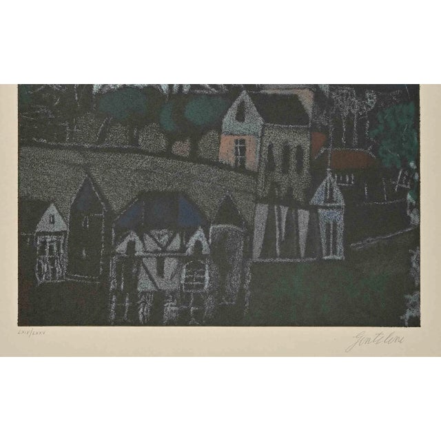 Nocturnal View is an original modern artwork realized in 1970s by Franco Gentilini. Mixed colored etching. Hand signed and...