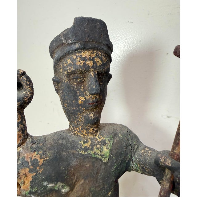 Large Antique 1600's Hand Carved Saint San Miguel Santos Religious Sculpture For Sale - Image 10 of 14