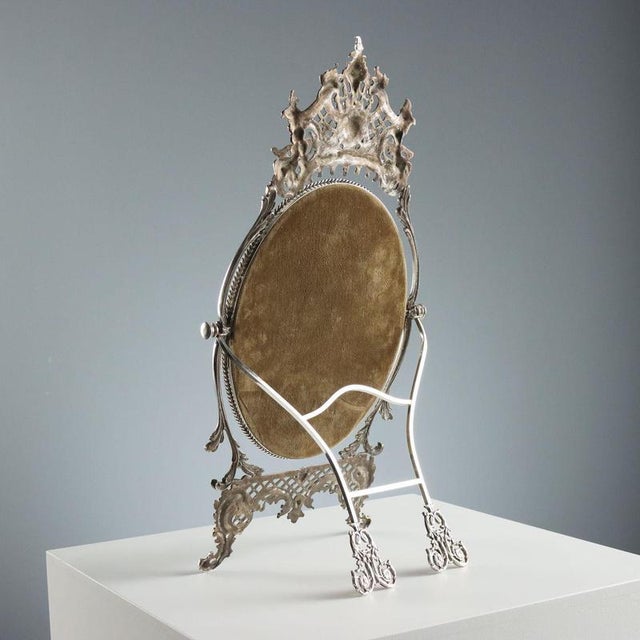 Table Mirror in Silver Metal For Sale - Image 9 of 12