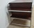 Writing Desk by Ralph Lauren. Store item #574. It features metal frame and leather top.
