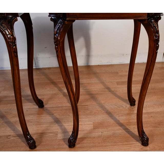1940s Pair of English Chippendale Carved Mahogany Side Tables / End Tables For Sale - Image 12 of 18