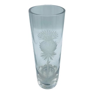 Vintage Modernist Etched Thistle Vase For Sale