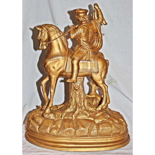 Ceramic Hollywood Regency Gilded Terracotta Figurine For Sale - Image 7 of 8