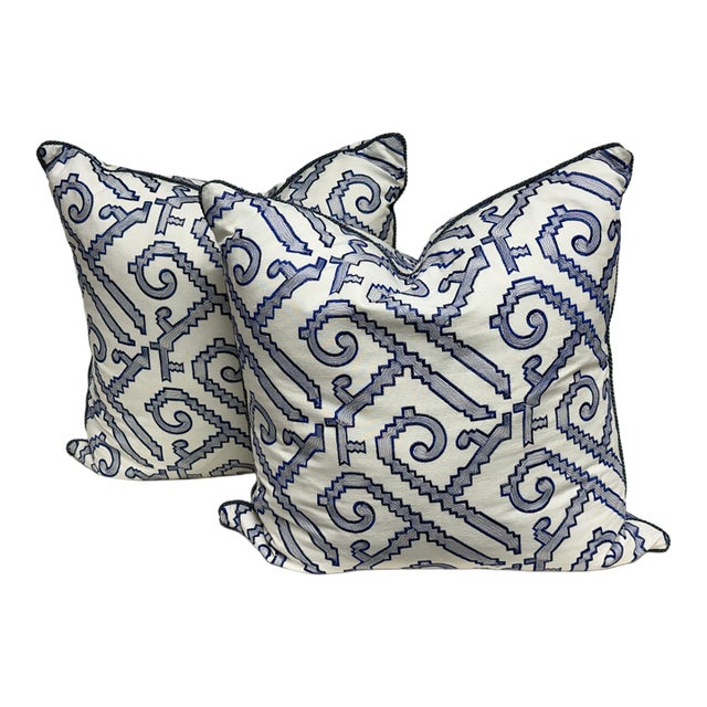 Eastern Accents Sunda Indigo Decorative Pillows, Pair For Sale