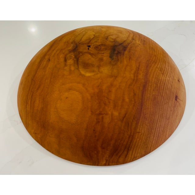 Mid-Century Modern Vintage Wooden Dough Bowl - Hand-Carved From a Single Piece of Wood For Sale - Image 3 of 9