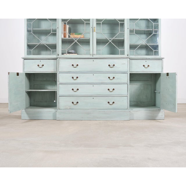 19th Century Georgian Astral Glazed Painted Bookcase With Secretary For Sale In Sacramento - Image 6 of 18