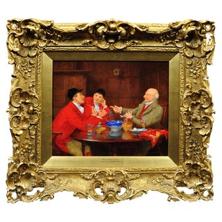 John Arthur Lomax, When I Was a Boy: Hunting & Interior Scene, Oil Painting, 1900 For Sale