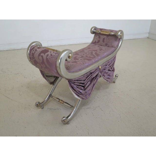 1990s Vintage Trouvailles Silver Leaf French Style Window Bench For Sale In Philadelphia - Image 6 of 13