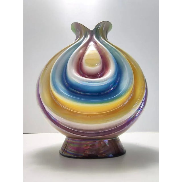 Vintage Ceramic Vase with Iridescent Colors attributed to Italo Casini, Italy, 1950s For Sale - Image 4 of 13