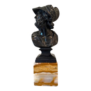 Cold-Vintage Cold-Cast Bronze Bust of Ajax, After Boschetti – Onyx Base – 14.75” Tall For Sale