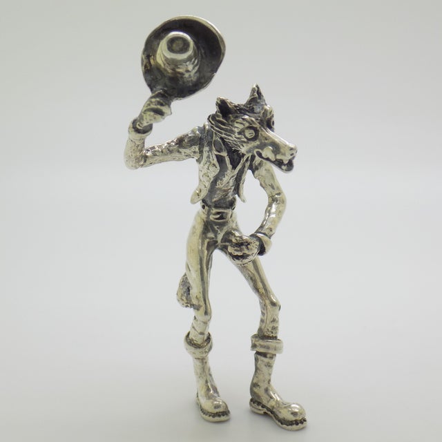 Vintage Italian Handmade Silver Fox Pinocchio Figurine, Arezzo, Tuscany, 1970s For Sale - Image 3 of 15