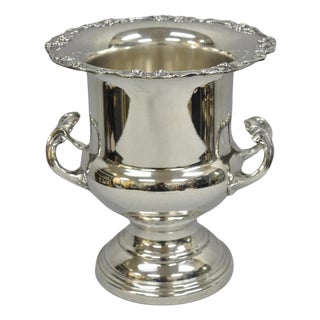 Vintage Trophy Cup Silver Plated Grapevine Bar Champagne Chiller Ice Bucket For Sale