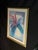 Vintage Framed Abstract Floral Artwork in Blue, Teal and Pink With Gold Frame - Signed For Sale - Image 10 of 10