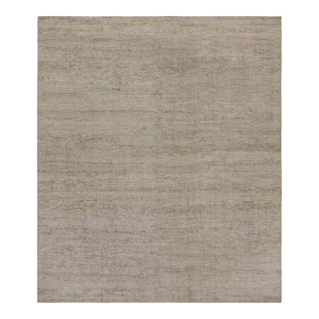 Rug & Kilim’s Contemporary Rug in Beige and Gray Tone-on-Tone Striae For Sale