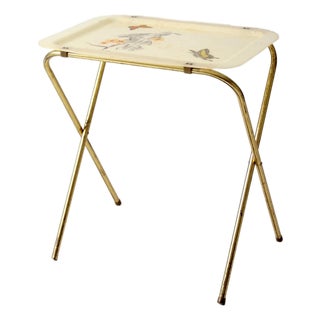 Mid-Century Folding Tv Tray Table With Butterfly Motif For Sale