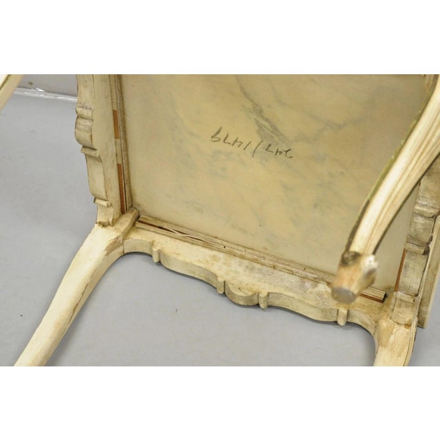 Vintage French Louis XV Style White Painted Marble Top Low Square Coffee Table For Sale - Image 10 of 12