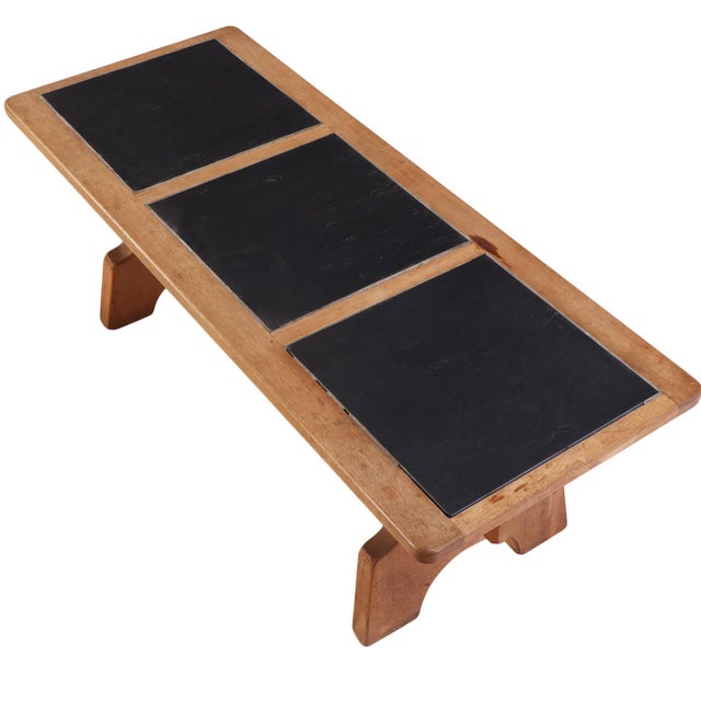 French French Oak and Stone Dining Table, C. 1960. For Sale - Image 3 of 7