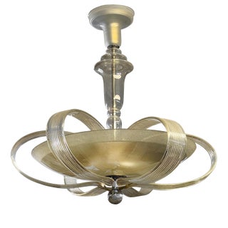 Art Deco Glass Chandelier attributed to Kamenický Šenov, 1930s For Sale