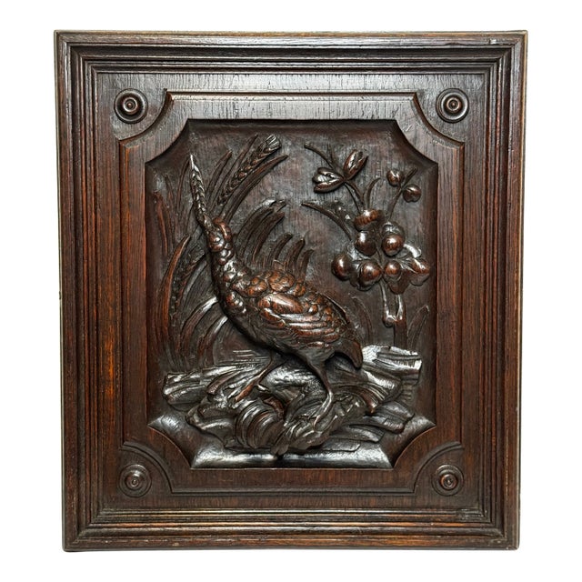 Mid-19th Century English Carved Oak Grouse Sporting Gothic Revival Wall Panel For Sale