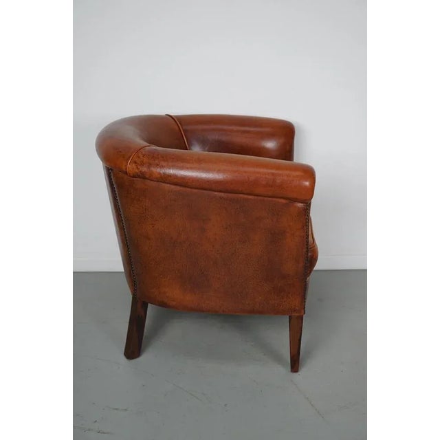 Vintage Dutch Cognac Colored Leather Club Chair For Sale - Image 11 of 18