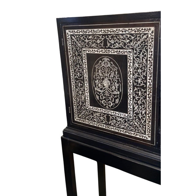 19th Century Italian Ebonized Cabinet With Inlaid Fitted Interior For Sale - Image 9 of 13