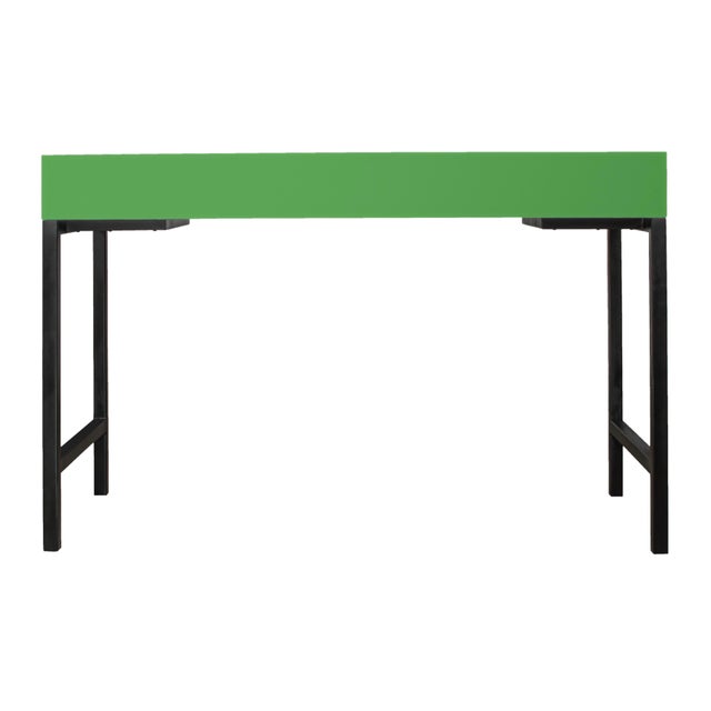 Wood Maple Writing Desk - Bright Green For Sale - Image 7 of 8