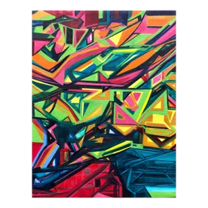 Angular Revelation, Abstract Geometric Day Glo Street Art Graffiti Painting, 2001