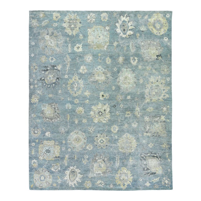 Exquisite Rugs Evie Hand Knotted Wool Light Blue & Multi - 6'x9' For Sale