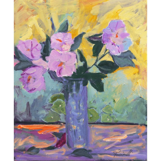 Purple 'Still Life of Morning Glory' by Cathy Puccinelli, California Woman Artist, Santa Cruz Art Guild For Sale - Image 8 of 8