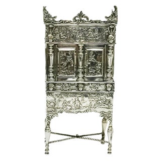 Miniature Dutch Silver Cross-Leg Cabinet by Herbert Hooijkaas, 1901 For Sale