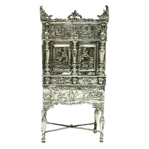 Miniature Dutch Silver Cross-Leg Cabinet by Herbert Hooijkaas, 1901
