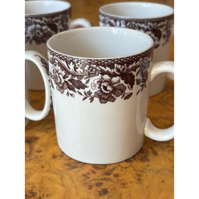 Vintage Spode Delamere Brown Transferware Coffee Mugs - Set of 6 For Sale In Los Angeles - Image 6 of 13