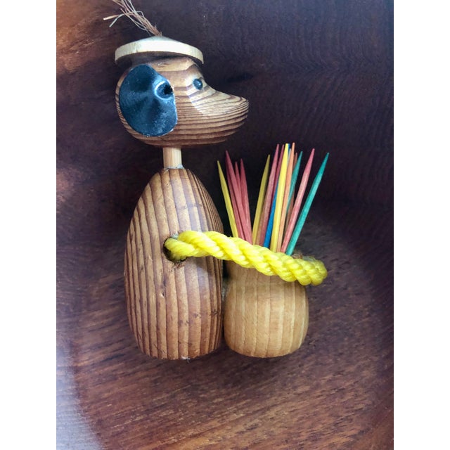 Chestnut Mid Century Modern Teak Vintage Monkey With Beret Toothpick Holder For Sale - Image 8 of 12