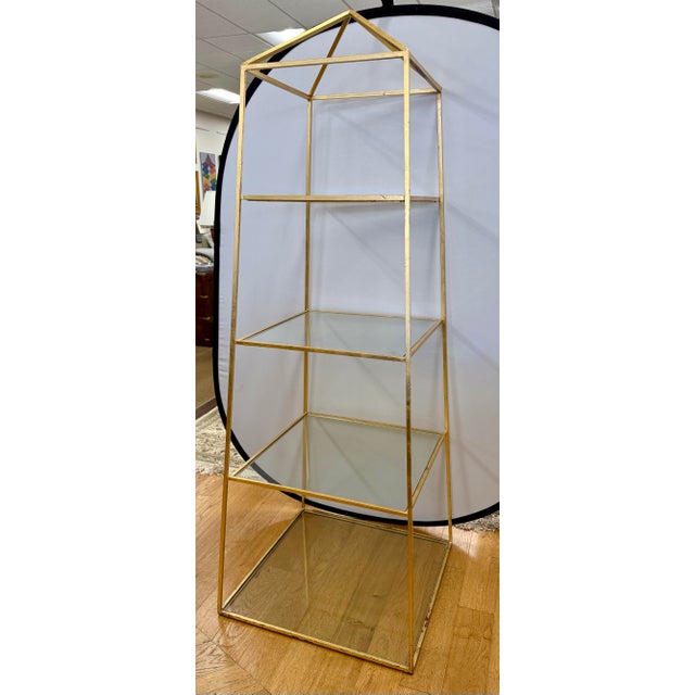 Late 20th Century Large Gilt Metal Obelisk Etagere Shelves 76" For Sale - Image 4 of 6