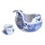 Mid 20th Century Bjorn Wiinblad Blue & White Ceramic Bird Serving Bowl, Ladle & Dish- 3 Pieces For Sale