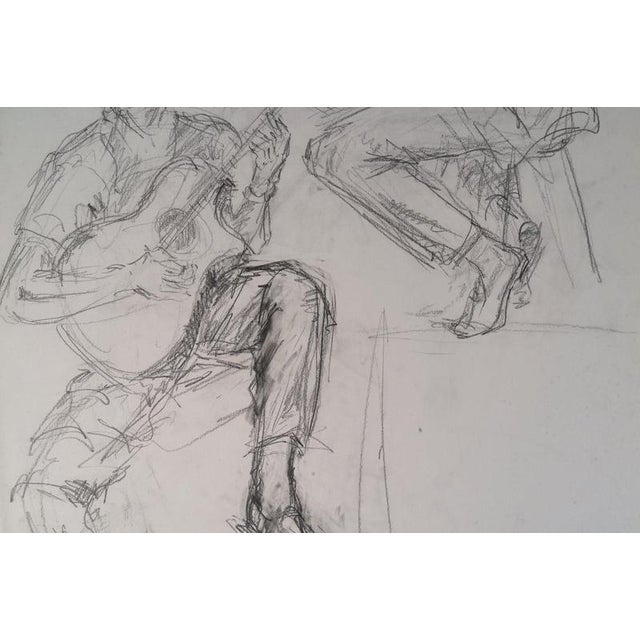 Evelyne Luez, Two Musicians, 20th Century, Pencil on Paper For Sale - Image 4 of 9