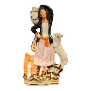 Late 19th Century Staffordshire Girl Holding Water Jug