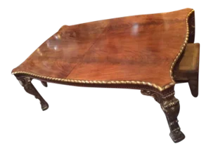1900's English Mahogany & Giltwood Carved Dining Table