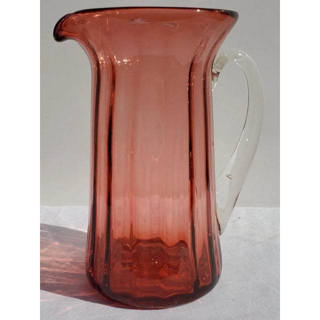 1960s 1960s Pilgrim Panel Optic Cranberry Red Pitcher For Sale - Image 5 of 10