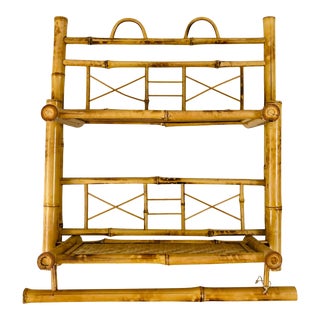 Folding Vintage Rattan Wall Shelf For Sale