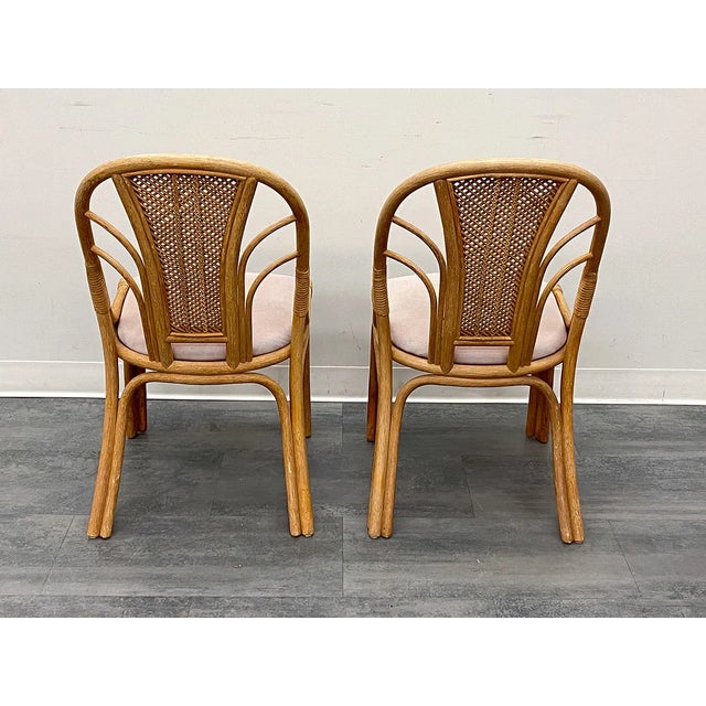 Wood Vintage Scandinavian Bamboo and Rattan Dining Chairs With Cane Backs – Set of 5 For Sale - Image 7 of 13