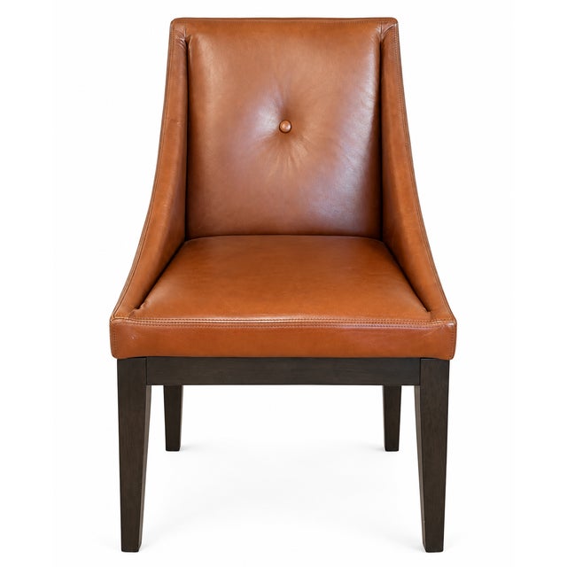 Transitional West Elm- Set of 8- Leather Dining Chairs For Sale - Image 3 of 12