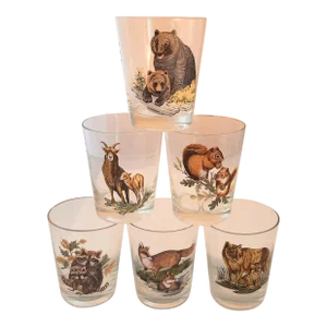 Vintage Wild Animals Barware GlassesNorth American